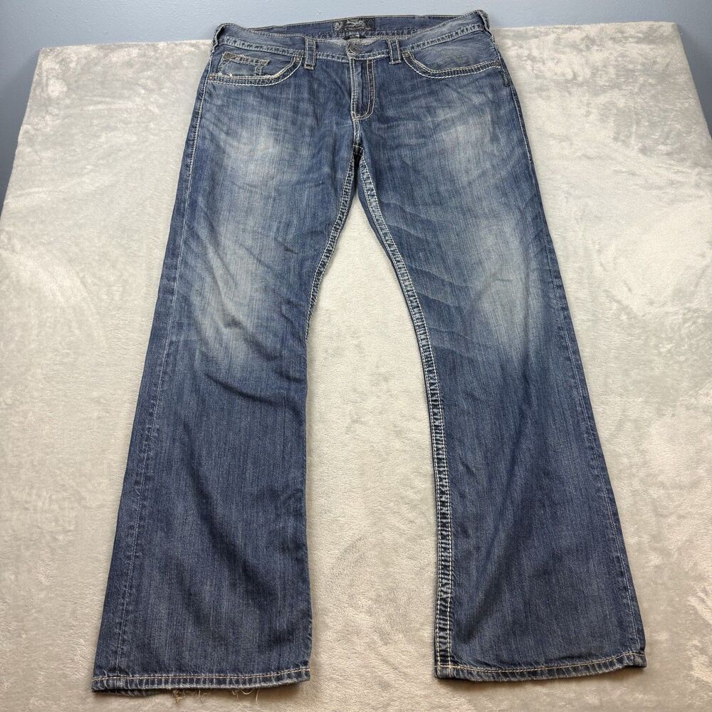 Silver Jeans Zac Flap Jeans Mens 38x30 Bootcut Medium Wash Denim Y2K
